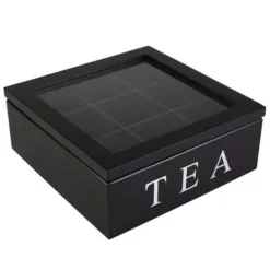 Brew Bliss Küche & Esszimmer-Teeaufbewahrungsdose aus Holz - Große Organizerbox mit Gitter