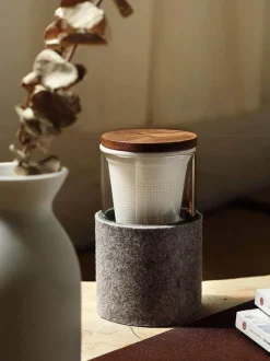The Cozy Mug Küche & Esszimmer-Tee-Ei aus Glas mit Holzdeckel – Kreatives Brühwerkzeug