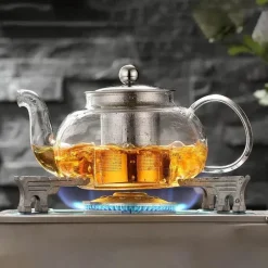 Plates u0026 More Küche & Esszimmer-Teekanne aus Glas, Blumen-Teeset mit Sieb – elegantes Teezubehör