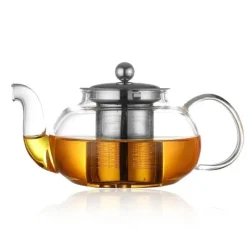 Plates u0026 More Küche & Esszimmer-Teekanne aus Glas, Blumen-Teeset mit Sieb – elegantes Teezubehör