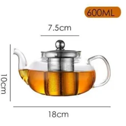 Plates u0026 More Küche & Esszimmer-Teekanne aus Glas, Blumen-Teeset mit Sieb – elegantes Teezubehör