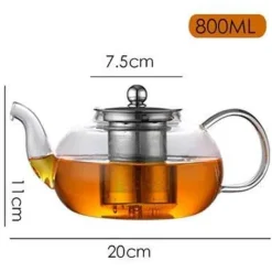 Plates u0026 More Küche & Esszimmer-Teekanne aus Glas, Blumen-Teeset mit Sieb – elegantes Teezubehör