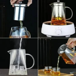 Tom Küche & Esszimmer-Teekanne aus Glas mit Teesieb – Elegante Teekanne aus Edelstahl