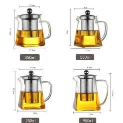 Tom Küche & Esszimmer-Teekanne aus Glas mit Teesieb – Elegante Teekanne aus Edelstahl