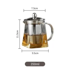 Tom Küche & Esszimmer-Teekanne aus Glas mit Teesieb – Elegante Teekanne aus Edelstahl