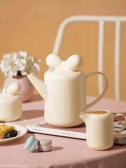 The Cozy Mug Küche & Esszimmer-Teekanne aus Porzellan mit Schleifenknoten-Design – Elegante Teekanne aus Keramik