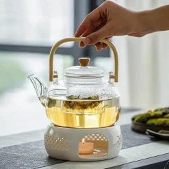 The Cozy Mug Küche & Esszimmer-Teekannen-Kerzenwärmer aus Keramik – tragbares Mini-Design