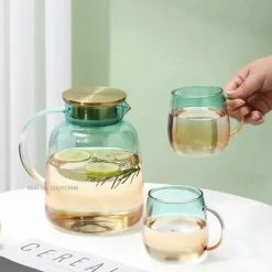 Plates u0026 More Küche & Esszimmer-Teekannen-Set aus Glas – 18 l Teekanne mit Tassen und Sieb für Eistee