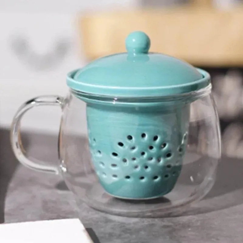 Plates u0026 More Küche & Esszimmer-Teekannen-Set aus Glas – hitzebeständiges Keramik-Teesieb für Pu-Erh-Tee