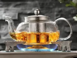 Plates u0026 More Küche & Esszimmer-Teekannen-Set aus Glas mit Edelstahlsieb – hitzebeständige Tee- und Kaffeekanne