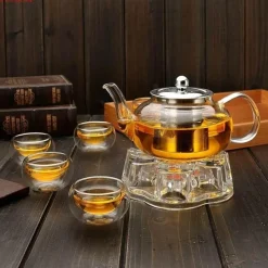 Plates u0026 More Küche & Esszimmer-Teekannen-Set aus Glas mit Edelstahlsieb – hitzebeständige Tee- und Kaffeekanne