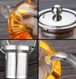 Plates u0026 More Küche & Esszimmer-Teekannen-Set aus Glas mit Edelstahlsieb – hitzebeständige Tee- und Kaffeekanne