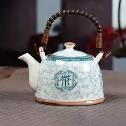 Plates u0026 More Küche & Esszimmer-Teekannen-Set aus Porzellan – 900 ml blau-weißer Puer-Teekessel mit Tontasse