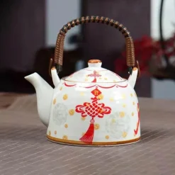 Plates u0026 More Küche & Esszimmer-Teekannen-Set aus Porzellan – 900 ml blau-weißer Puer-Teekessel mit Tontasse