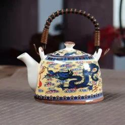 Plates u0026 More Küche & Esszimmer-Teekannen-Set aus Porzellan – 900 ml blau-weißer Puer-Teekessel mit Tontasse