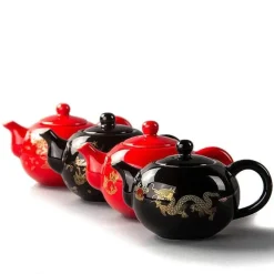 Plates u0026 More Küche & Esszimmer-Teekannen-Set mit rotem chinesischen Drachen – Kung-Fu-Teekessel