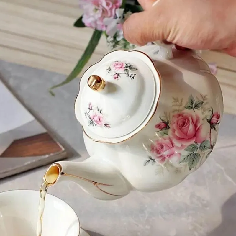 Plates u0026 More Küche & Esszimmer-Teekannen-Set „Pink Camellia“ – Hochwertiges Porzellan-Teegeschirr