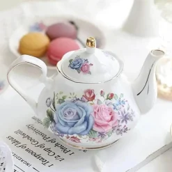 Plates u0026 More Küche & Esszimmer-Teekannen-Set „Pink Camellia“ – Hochwertiges Porzellan-Teegeschirr