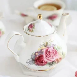 Plates u0026 More Küche & Esszimmer-Teekannen-Set „Pink Camellia“ – Hochwertiges Porzellan-Teegeschirr
