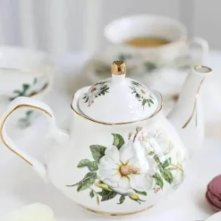 Plates u0026 More Küche & Esszimmer-Teekannen-Set „Pink Camellia“ – Hochwertiges Porzellan-Teegeschirr