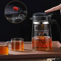 Tom Küche & Esszimmer-Teekessel aus Glas mit Sieb – Premium-Brühgerät für Tee und Kräutergetränke