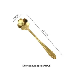 Feast u0026 Flair Küche & Esszimmer-Teelöffel-Set aus Edelstahl mit goldener Blume – elegante Kaffee- und Dessertlöffel