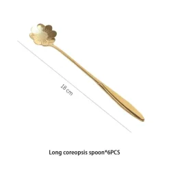 Feast u0026 Flair Küche & Esszimmer-Teelöffel-Set aus Edelstahl mit goldener Blume – elegante Kaffee- und Dessertlöffel