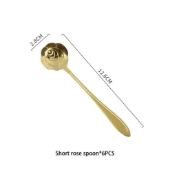 Feast u0026 Flair Küche & Esszimmer-Teelöffel-Set aus Edelstahl mit goldener Blume – elegante Kaffee- und Dessertlöffel