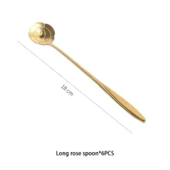 Feast u0026 Flair Küche & Esszimmer-Teelöffel-Set aus Edelstahl mit goldener Blume – elegante Kaffee- und Dessertlöffel