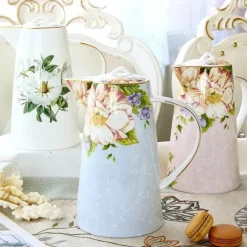 Plates u0026 More Küche & Esszimmer-Teeservice aus Bone China – 1000 ml Teekanne mit Tassen für den Nachmittagstee