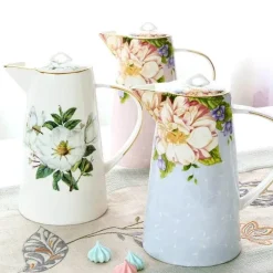 Plates u0026 More Küche & Esszimmer-Teeservice aus Bone China – 1000 ml Teekanne mit Tassen für den Nachmittagstee