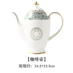 The Cozy Mug Küche & Esszimmer-Teeservice aus Bone China – Teekanne aus Porzellan mit blauen Punkten, Tassen, Milchkännchen, Zuckerdose