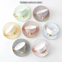 Feast u0026 Flair Küche & Esszimmer-Teeservice aus goldenem Porzellan – 200 ml Tassen, Untertassen, Löffel