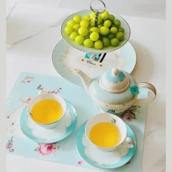 Feast u0026 Flair Küche & Esszimmer-Teeservice aus Knochenporzellan, geblümter europäischer Landhausstil mit Kuchenständer