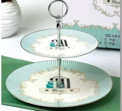 Feast u0026 Flair Küche & Esszimmer-Teeservice aus Knochenporzellan, geblümter europäischer Landhausstil mit Kuchenständer