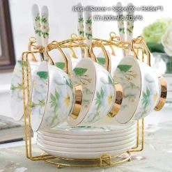 Feast u0026 Flair Küche & Esszimmer-Teeservice „Camellia“ aus Bone China – Teekanne und Tassen aus Porzellan, Zuckerdose