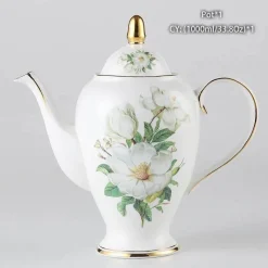 Feast u0026 Flair Küche & Esszimmer-Teeservice „Camellia“ aus Bone China – Teekanne und Tassen aus Porzellan, Zuckerdose