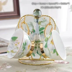 Feast u0026 Flair Küche & Esszimmer-Teeservice „Camellia“ aus Bone China – Teekanne und Tassen aus Porzellan, Zuckerdose