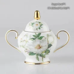 Feast u0026 Flair Küche & Esszimmer-Teeservice „Camellia“ aus Bone China – Teekanne und Tassen aus Porzellan, Zuckerdose