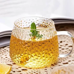 Plates u0026 More Küche & Esszimmer-Teetasse aus Borosilikatglas mit Henkel – wärmeisolierter Zitronensaftbecher