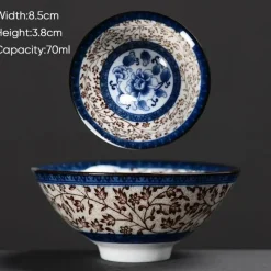 Plates u0026 More Küche & Esszimmer-Teetasse aus Keramik – Sake-Tasse aus blau-weißem Porzellan