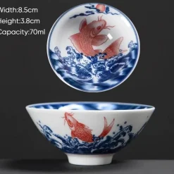 Plates u0026 More Küche & Esszimmer-Teetasse aus Keramik – Sake-Tasse aus blau-weißem Porzellan