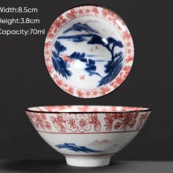 Plates u0026 More Küche & Esszimmer-Teetasse aus Keramik – Sake-Tasse aus blau-weißem Porzellan