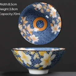 Plates u0026 More Küche & Esszimmer-Teetasse aus Keramik – Sake-Tasse aus blau-weißem Porzellan