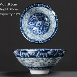 Plates u0026 More Küche & Esszimmer-Teetasse aus Keramik – Sake-Tasse aus blau-weißem Porzellan