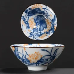 Plates u0026 More Küche & Esszimmer-Teetasse aus Keramik – Sake-Tasse aus blau-weißem Porzellan