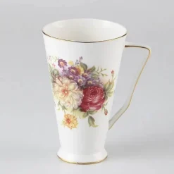 Feast u0026 Flair Küche & Esszimmer-Teetassen-Set aus Bone China mit Blumenmuster – elegantes europäisches Design mit Löffel