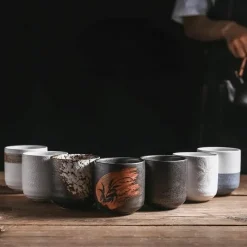 Elegance at the Table Küche & Esszimmer-Teetassen-Set aus grober Keramik – 250 ml Kaffeetassen