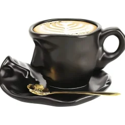 Tom Küche & Esszimmer-Teetassen-Set aus Keramik mit küssenden Paaren – romantisches Geschenk für Paare mit Untertasse und Löffel