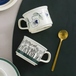 Plates u0026 More Küche & Esszimmer-Teetassen-Set aus Keramik – Nordischer Porzellanbecher mit Löffel und Untertasse